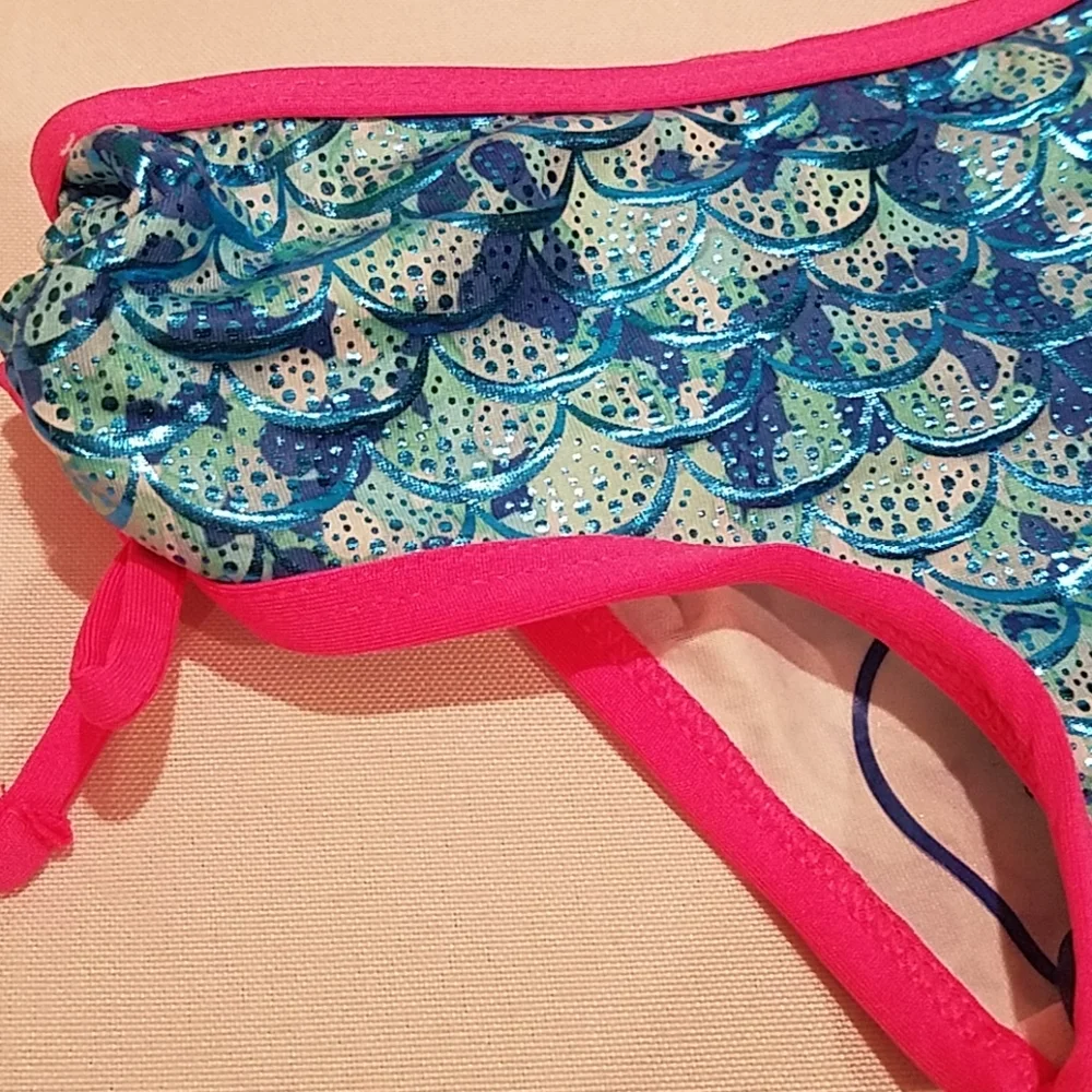 Pink Platinum Girl's Size 24 Months Mermaid Blue UV Ceritified Swim Bathing Suit